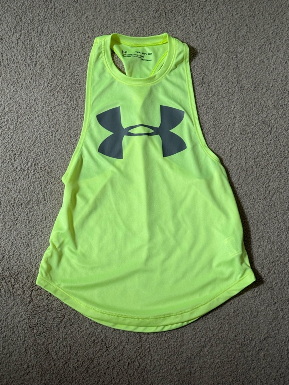 Under Armour HeatGear Neon Yellow Racerback Tank Girls’ YXS